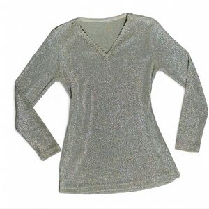 Shimmering Silver Long Sleeve Top